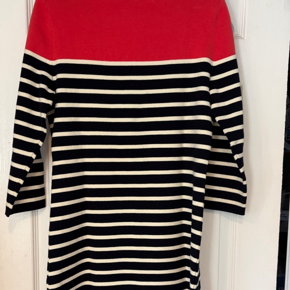 Talbots Coral and Navy Striped  Long Sleeve Dress - Picture 7 of 7